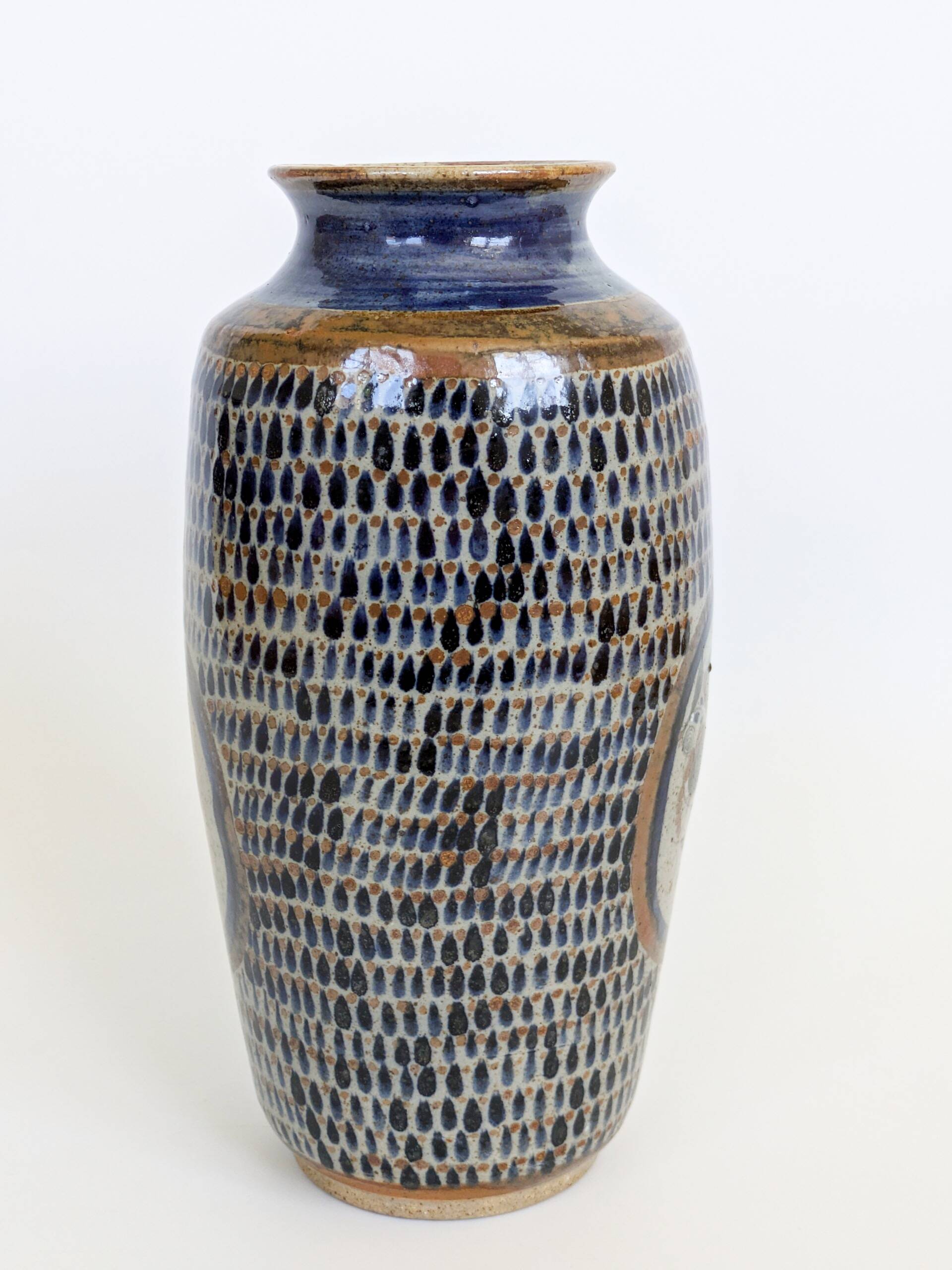 Large ceramic vase Tonalá hand-painted, Mexico 1970s