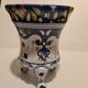 Earthenware tripod vase of Nevers floral decoration