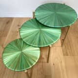 Straw marquetry nesting tables