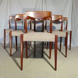 Six scandinavian vintage teak chairs
