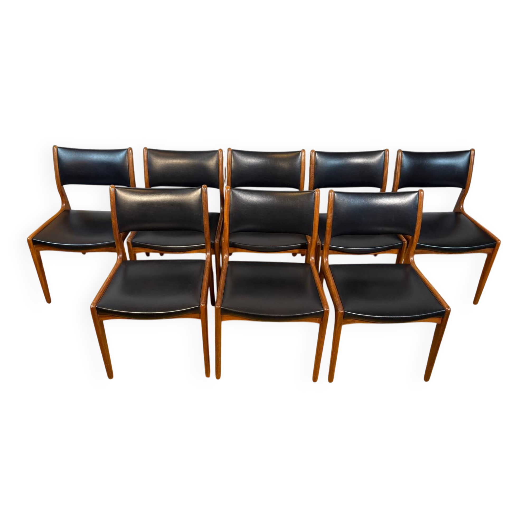 Mid-Century Retro Set of 8 Dining Chairs by Johannes Andersen for Uldu