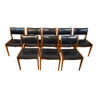 Ensemble de 8 chaises de salle à manger rétro milieu du siècle par Johannes Andersen pour Uldu