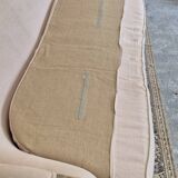 Louis XV style bench sofa in pink fabric and burlap