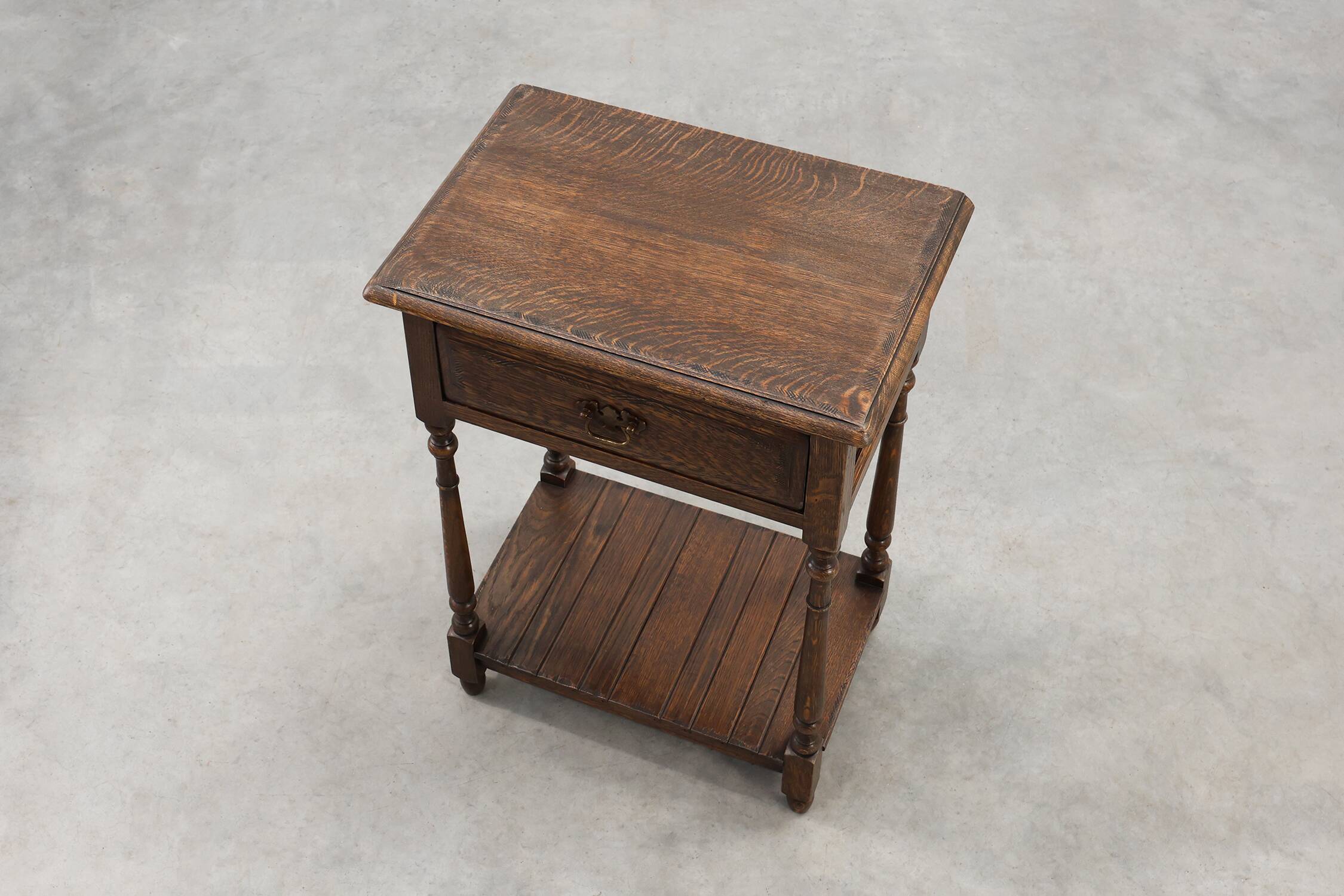Small rustic cabinet with drawer or nightstand in oak, France 19th century