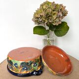 Old vegetable tureen in glazed terracotta