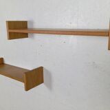 Pair of solid oak wall shelves