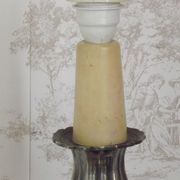 French vintage heavy silver metal table lamp with candle drip detail 4155