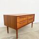 Lowboard teak 4 drawers — Mid-century lines, tapered legs, 1960s