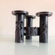 Brutalist candle holder tripod in black metal / vintage 60s-70s
