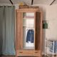 Bonnetière parisienne ancienne avec miroir en bois brut restauré