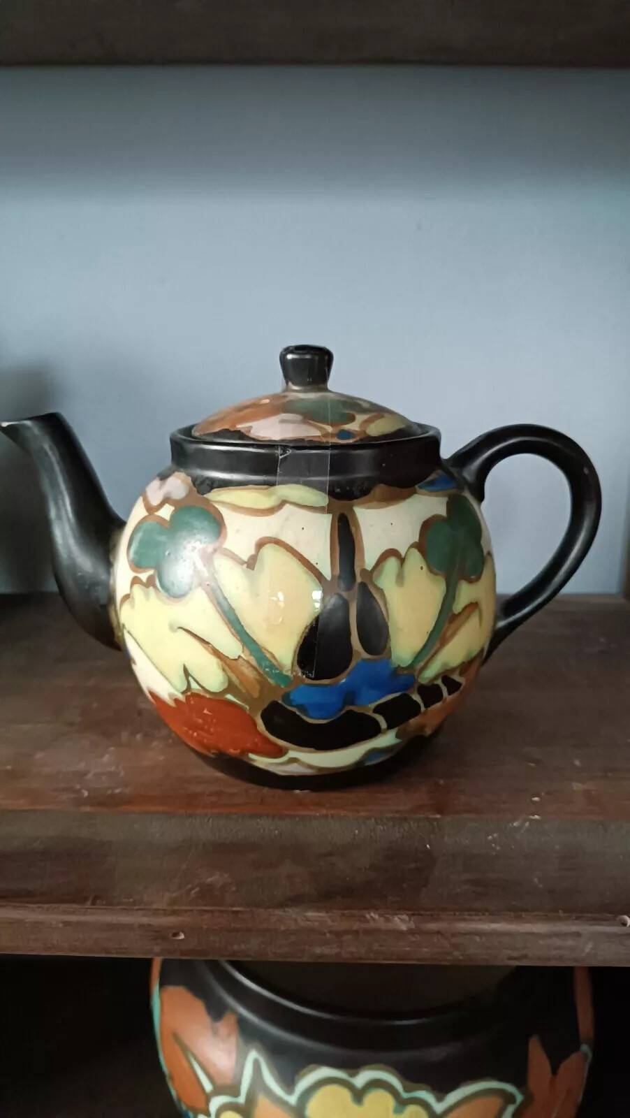 Large milk jug teapot in montoise bergen ceramic, belgium, art deco 1