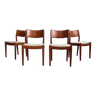 Ensemble de 4 chaises de salle à manger en teck moderne scandinaves vintage du milieu du siècle par Glostrup