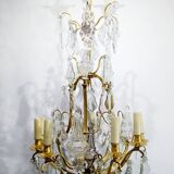 12-light bronze and crystal cage chandelier