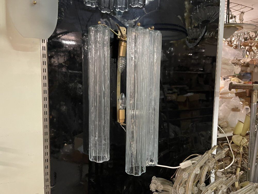 Murano glass tube tronchi sconces, 1980s, set of 2
