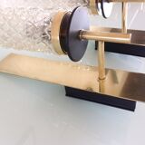 Pair of brass and glass wall lamps tube / vintage 60s-70s