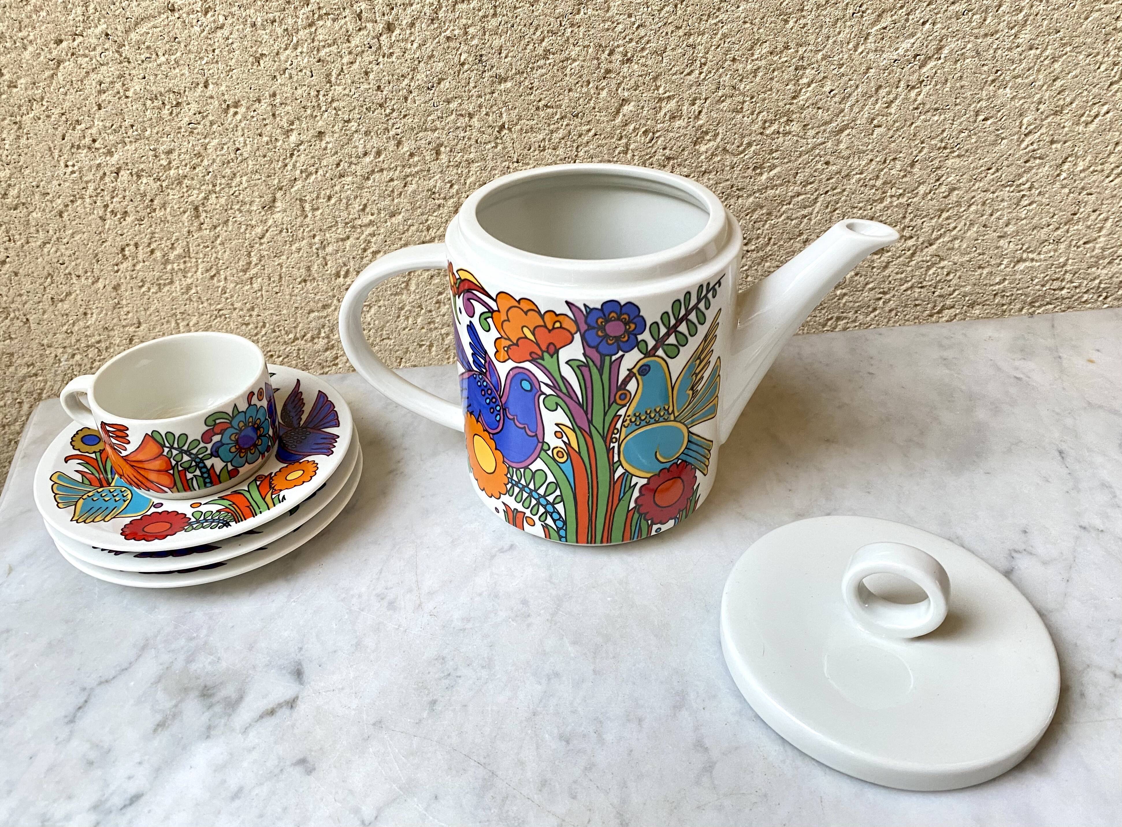 Coffee maker and ceramic coffee cup Villeroy and Boch Acapulco vintage 70s