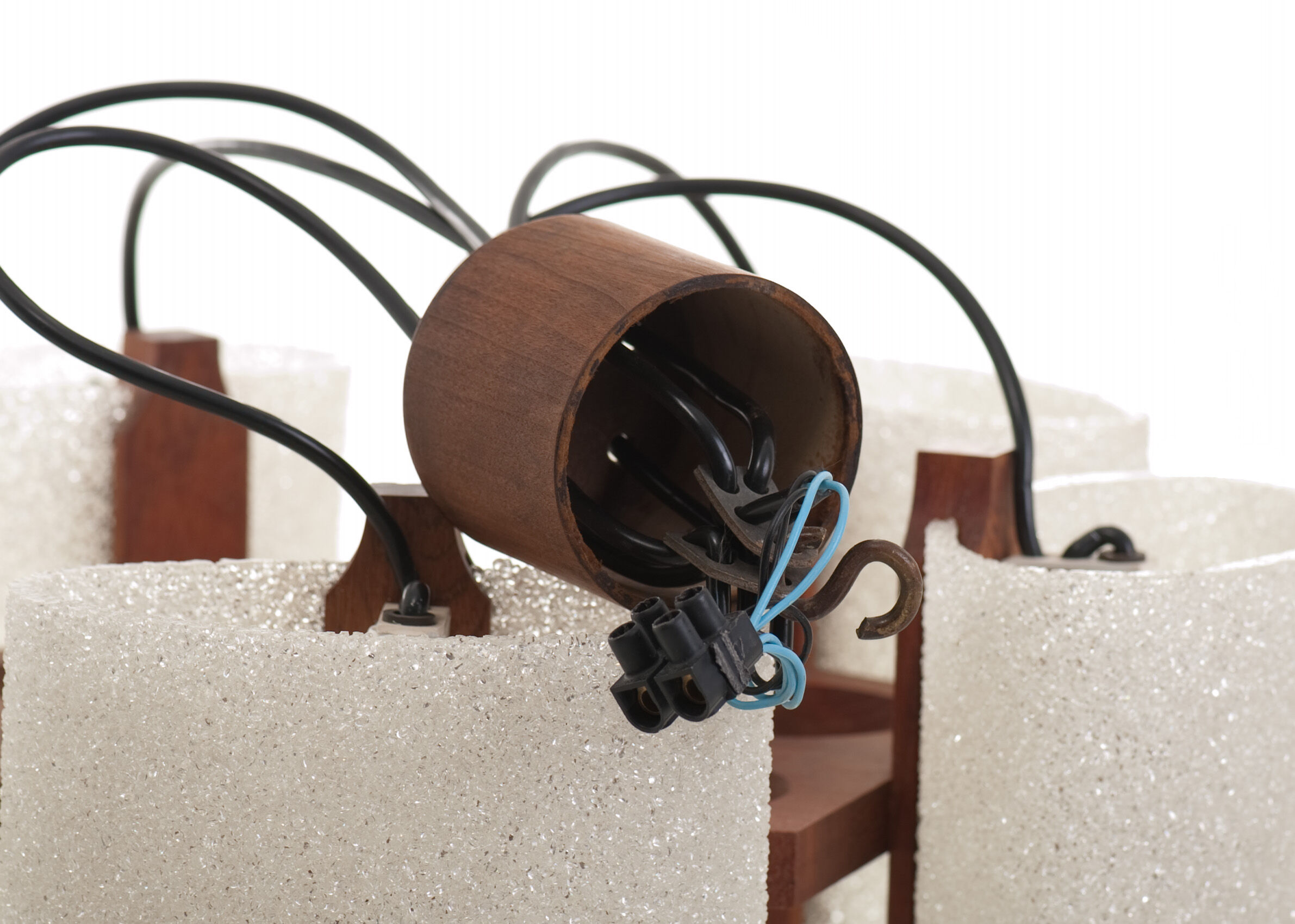 Chandelier design vintage Scandinavian teak year 60