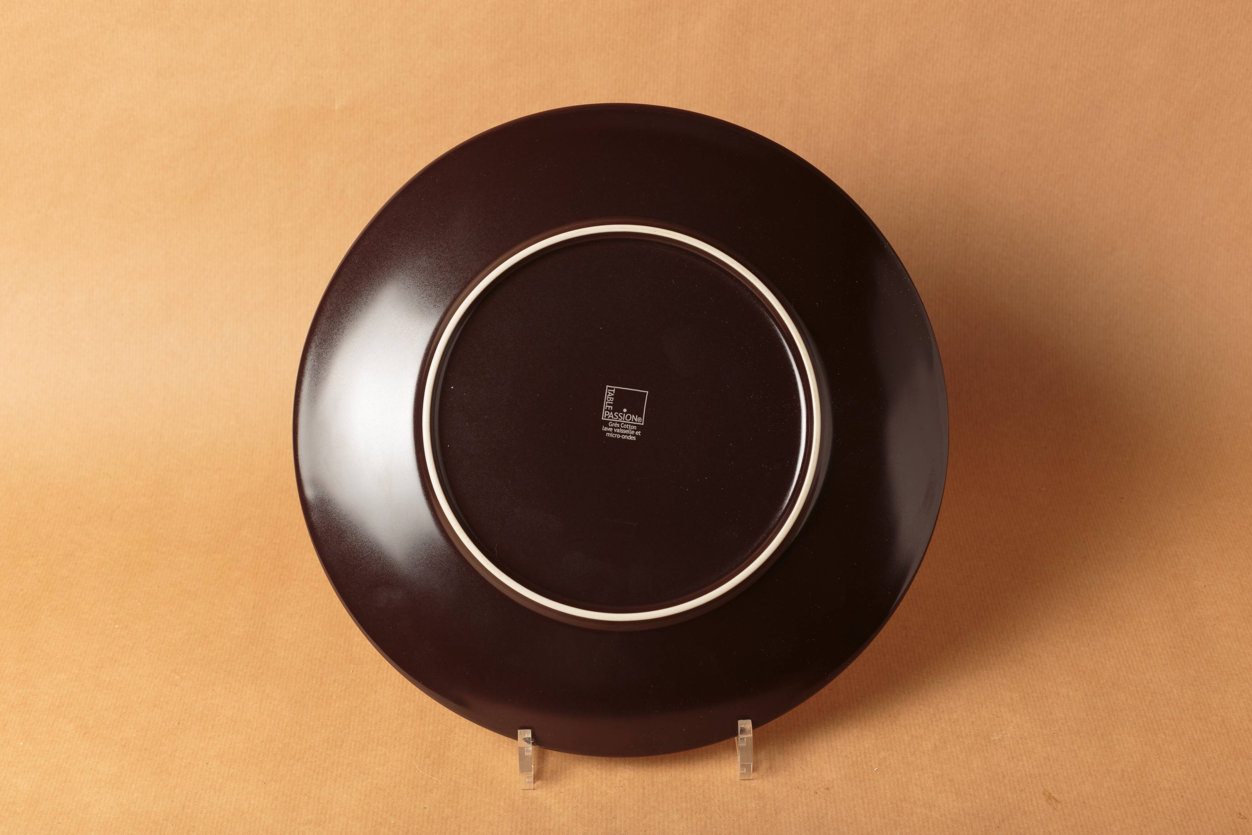 Round dish contemporary sandstone mosaic brown white vintage 1980