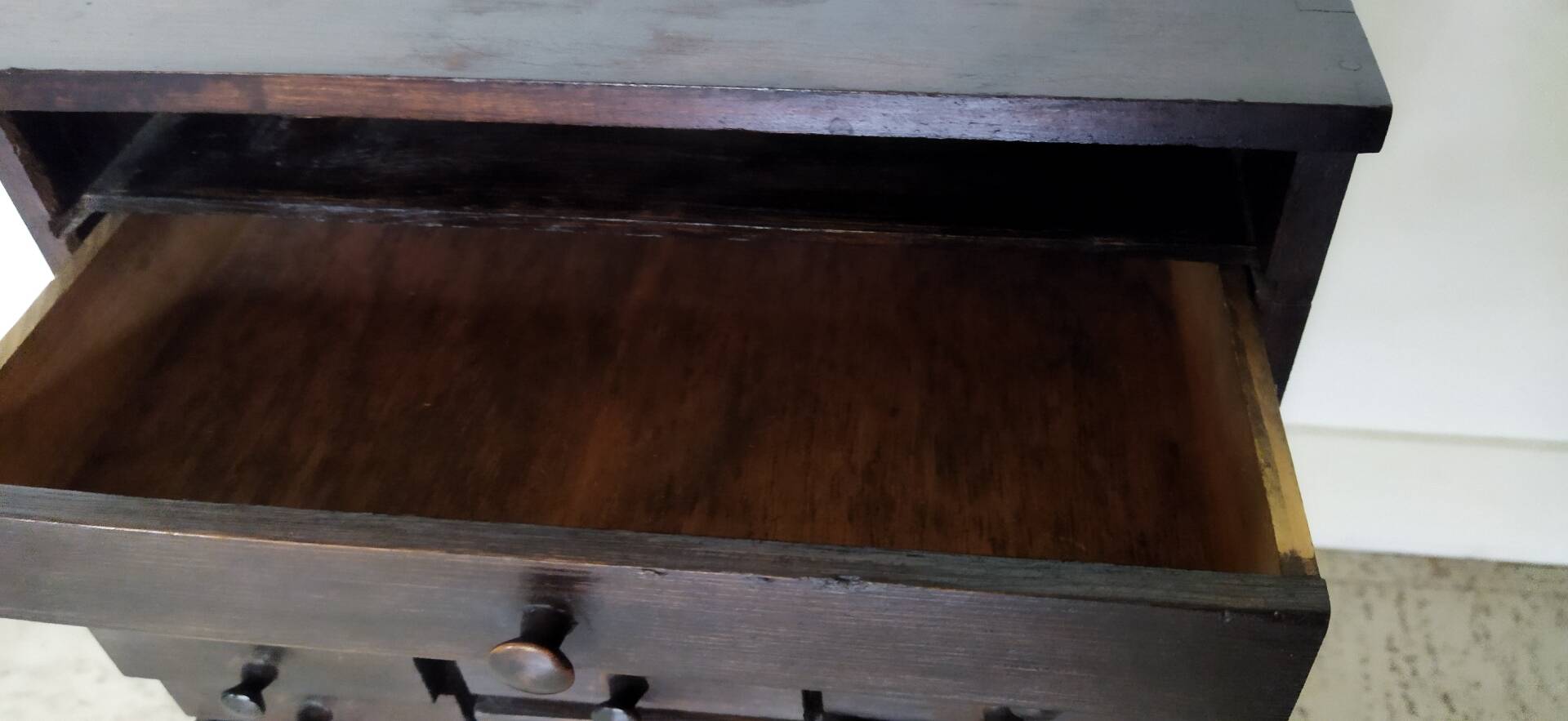 Authentic workshop furniture / Vintage watchmaker's layette in black wood