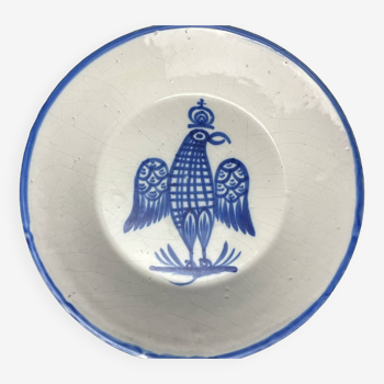 Besançon, dish decorated with a blue eagle early 19th century