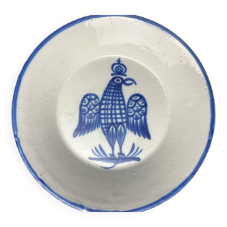 Besançon, dish decorated with a blue eagle, early 19th century
