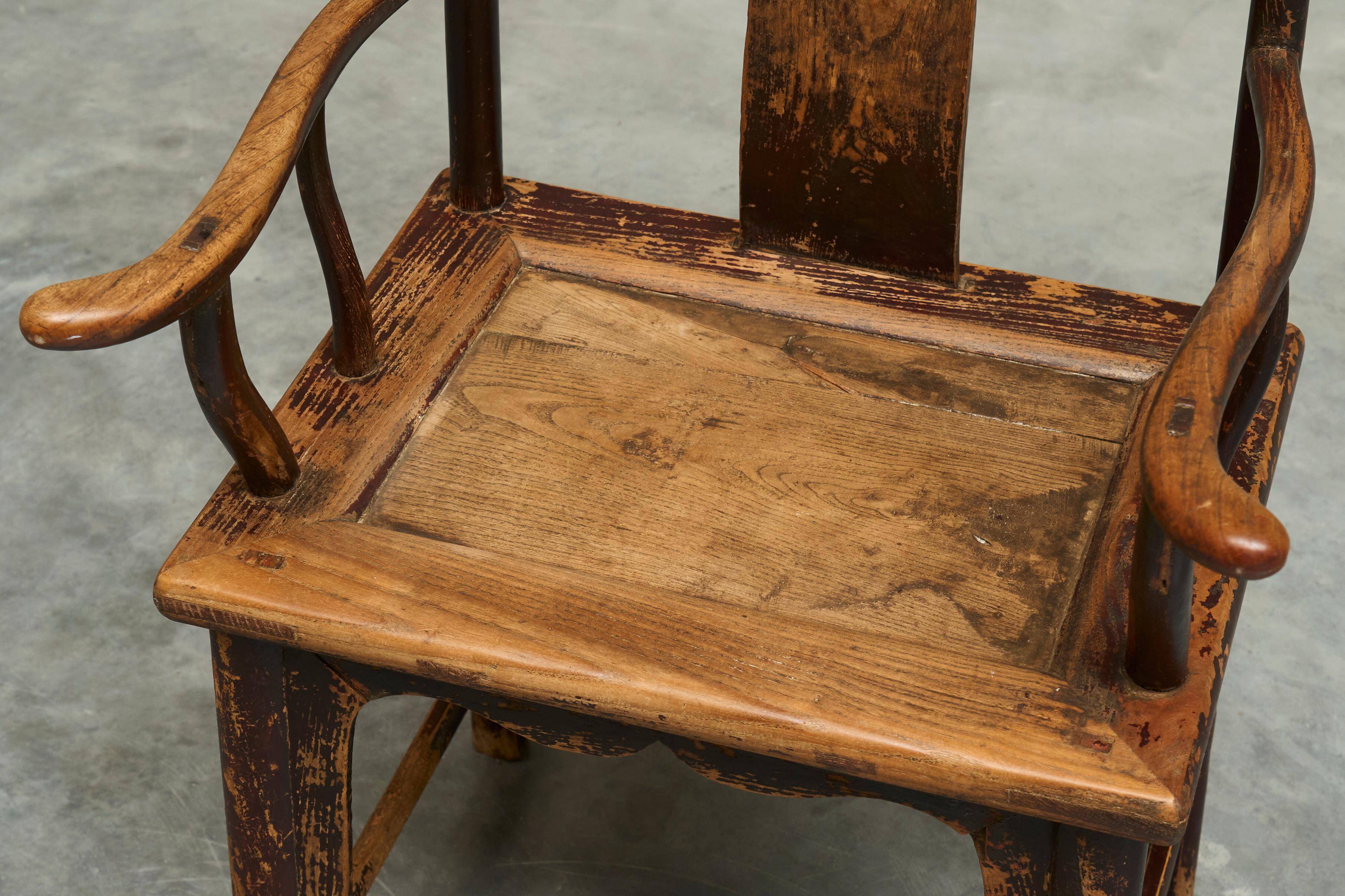 Chinese chair with yoke back in lacquered pear wood, 18th century