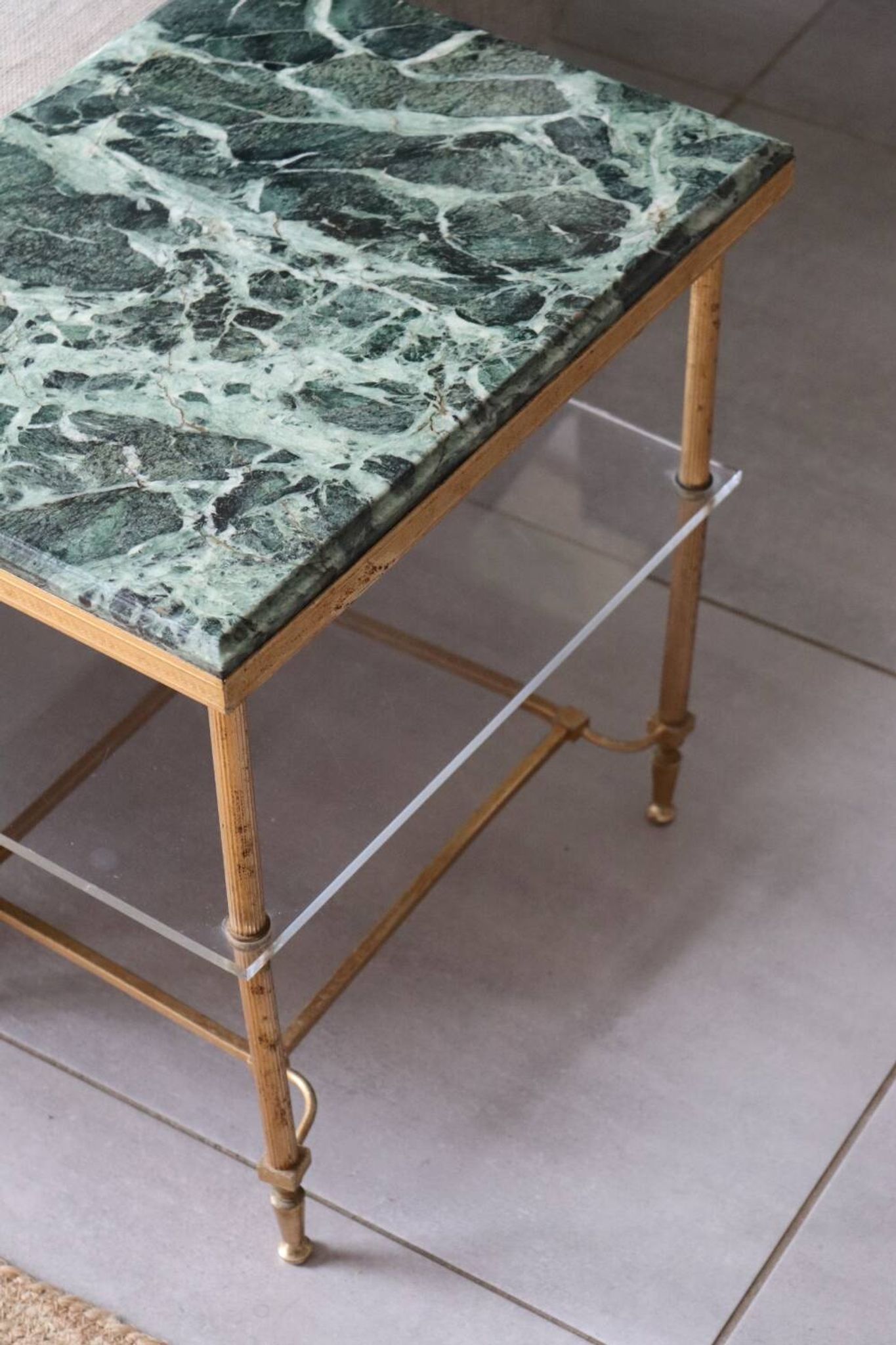Table d'appoint en marbre vert vintage
