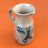 1960s Glazed terracotta pitcher with floral decoration