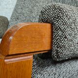 Pair of Czech brutalist solid oak armchairs