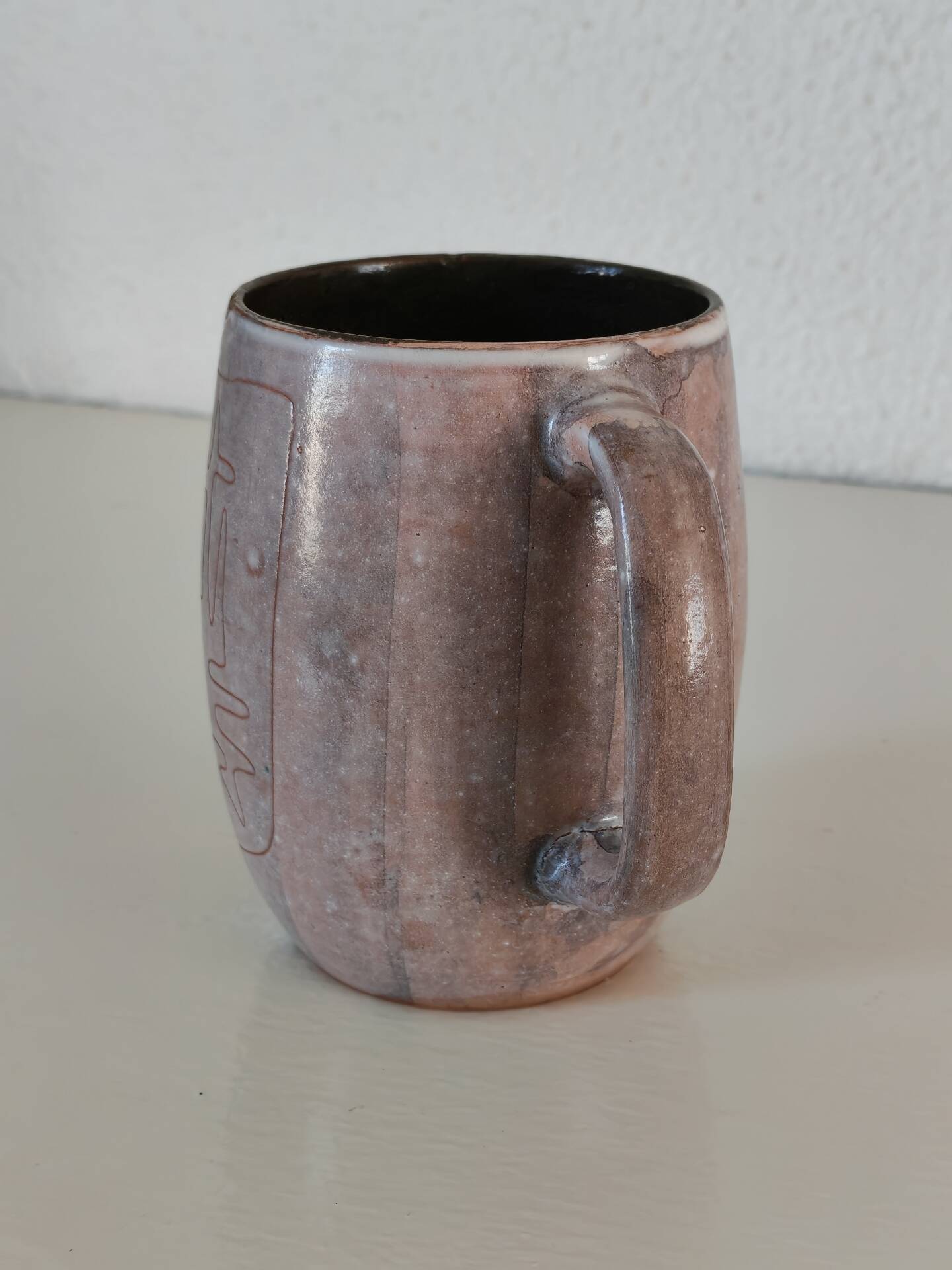 Ceramic mug signed Juliette Derel Rivier Vallauris 1950s