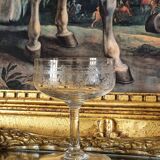Engraved crystal champagne coupes