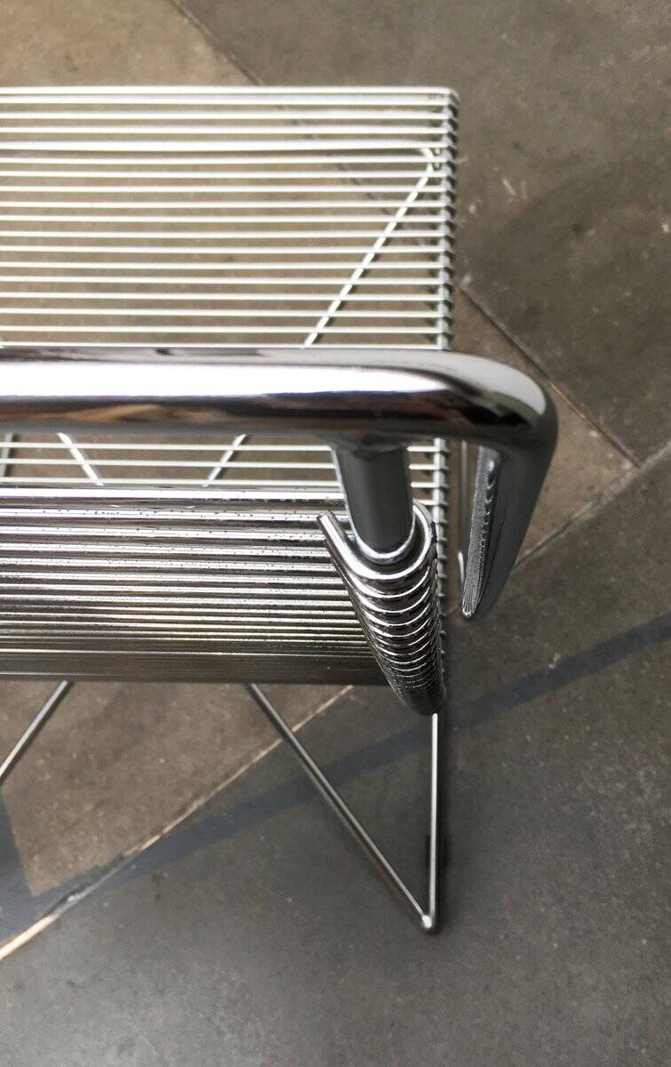 Vintage German Kreuzschwinger lounge chair by Till Behrens for Meyer Stahlmöbel, 1980s.