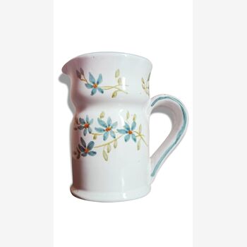 Pitcher ceramic décor blue flowers