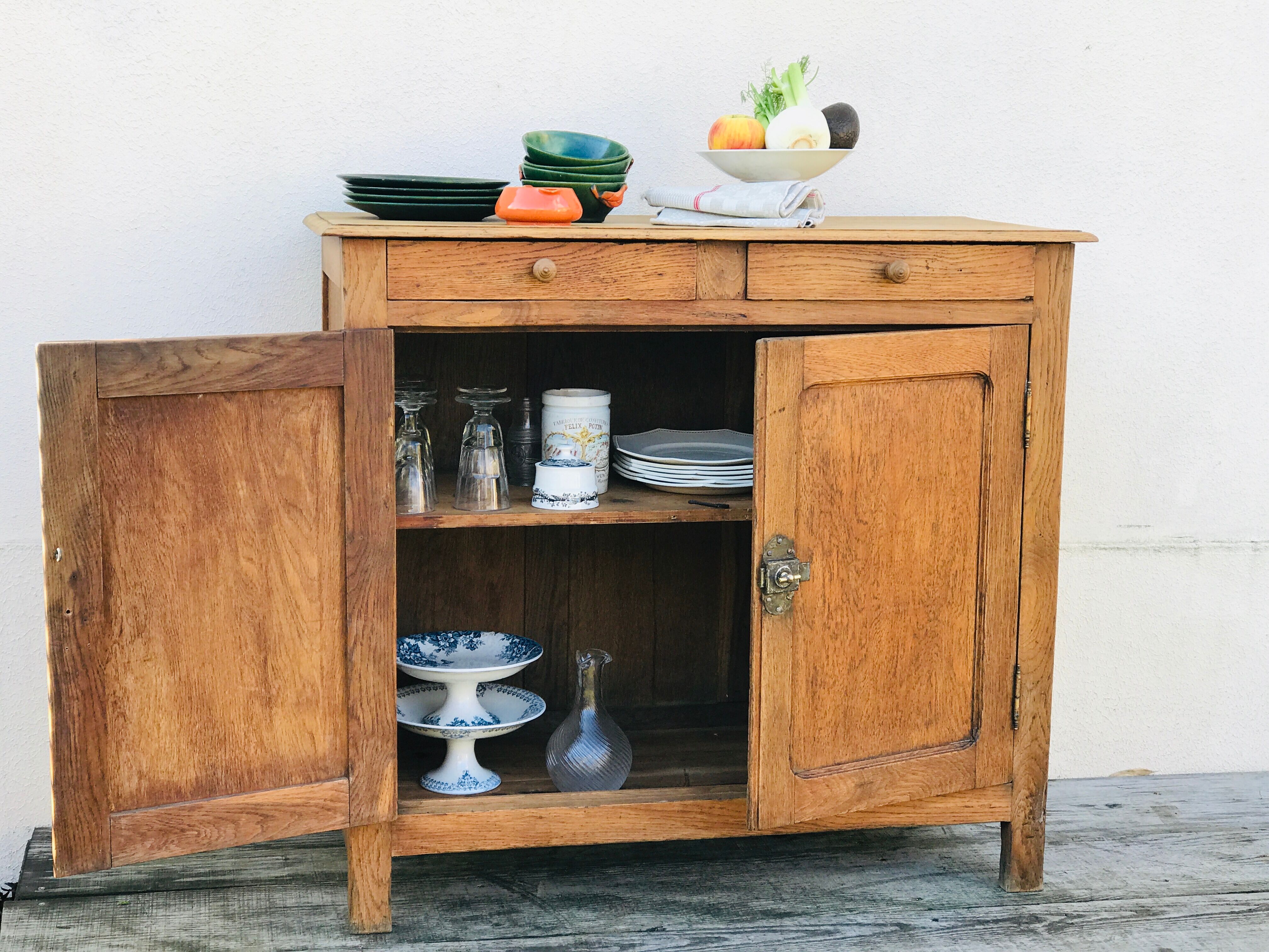 Vintage Parisian sideboard in natural oak