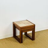 Teak and ceramic nesting coffee table