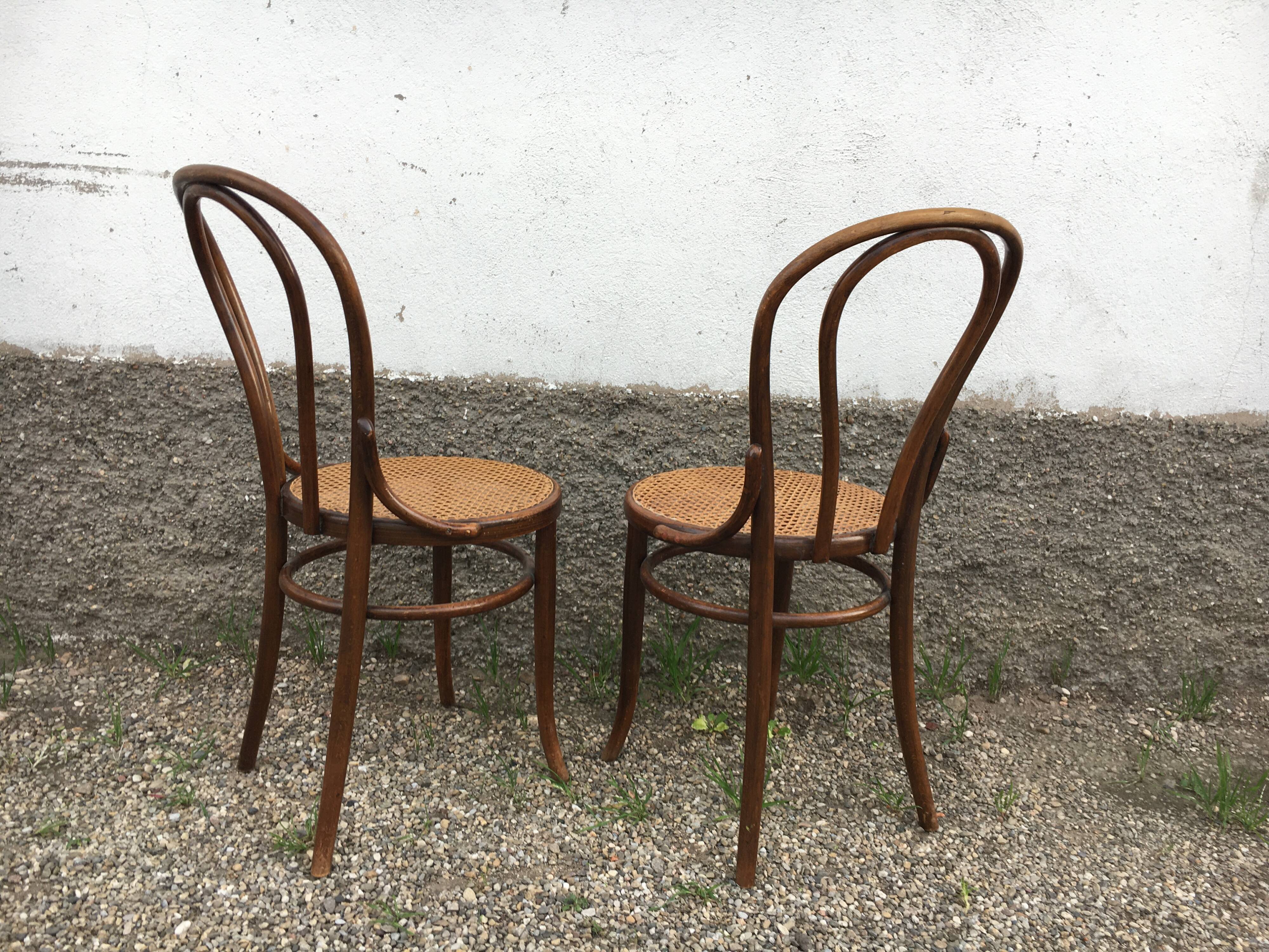 Pair of fischel chairs made in Austria curved wood
