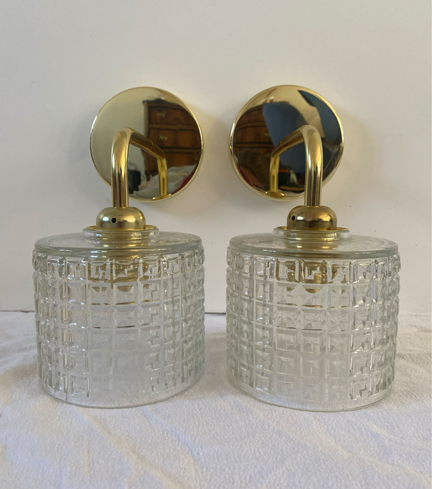 Pair of vintage glass globe wall lights