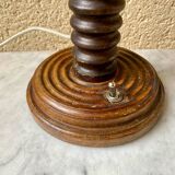 Vintage turned wooden lamp from the 1960s in the style of Charles Dudouyt.