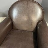 Pair of leather armchairs in French Art Deco style, 1970s