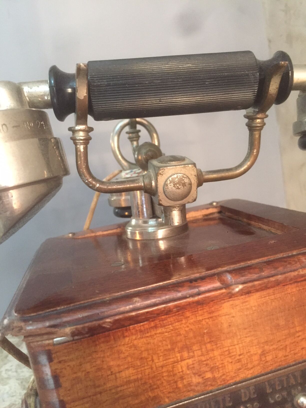 Old phone for 30 years in wood and metal
