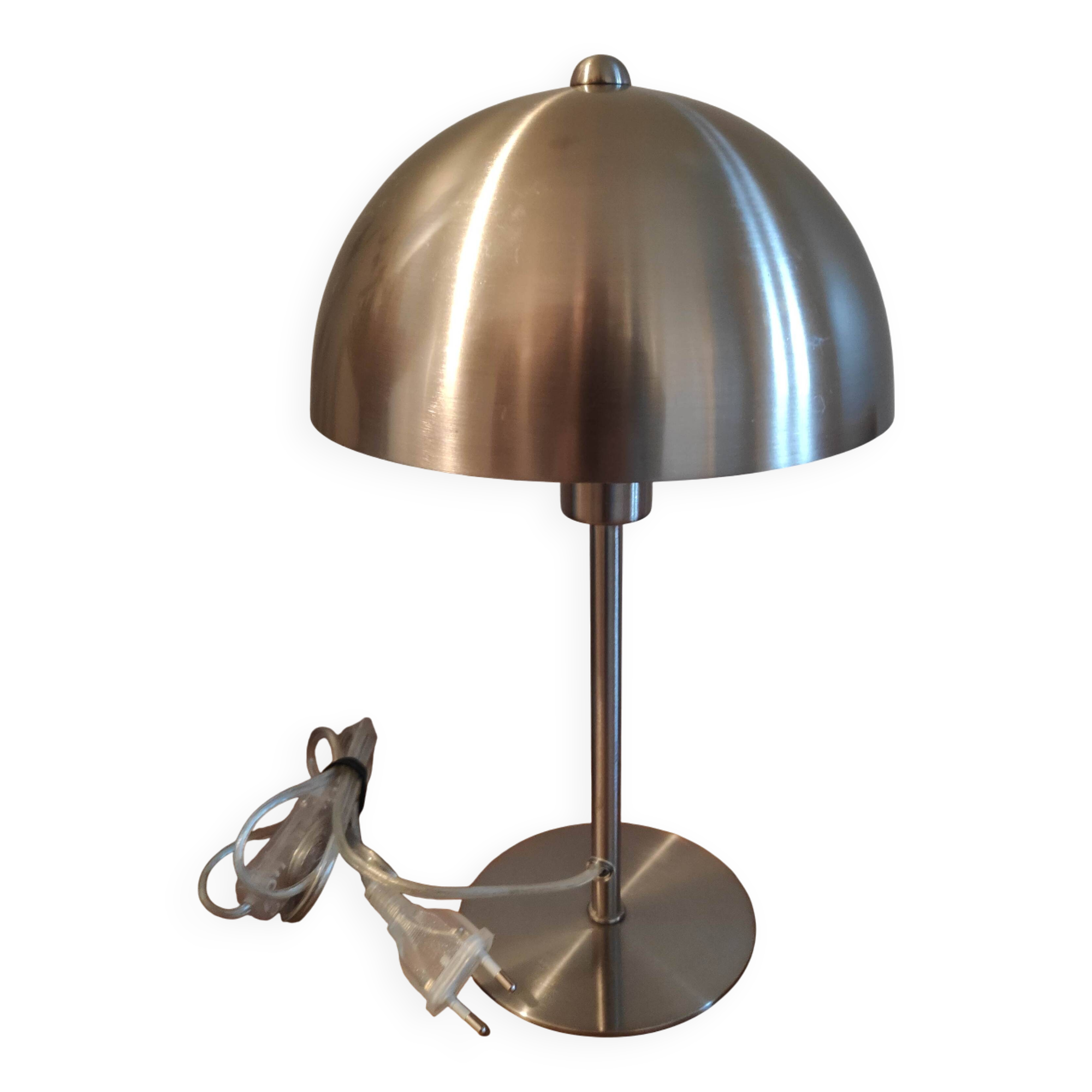Brushed metal mushroom lamp