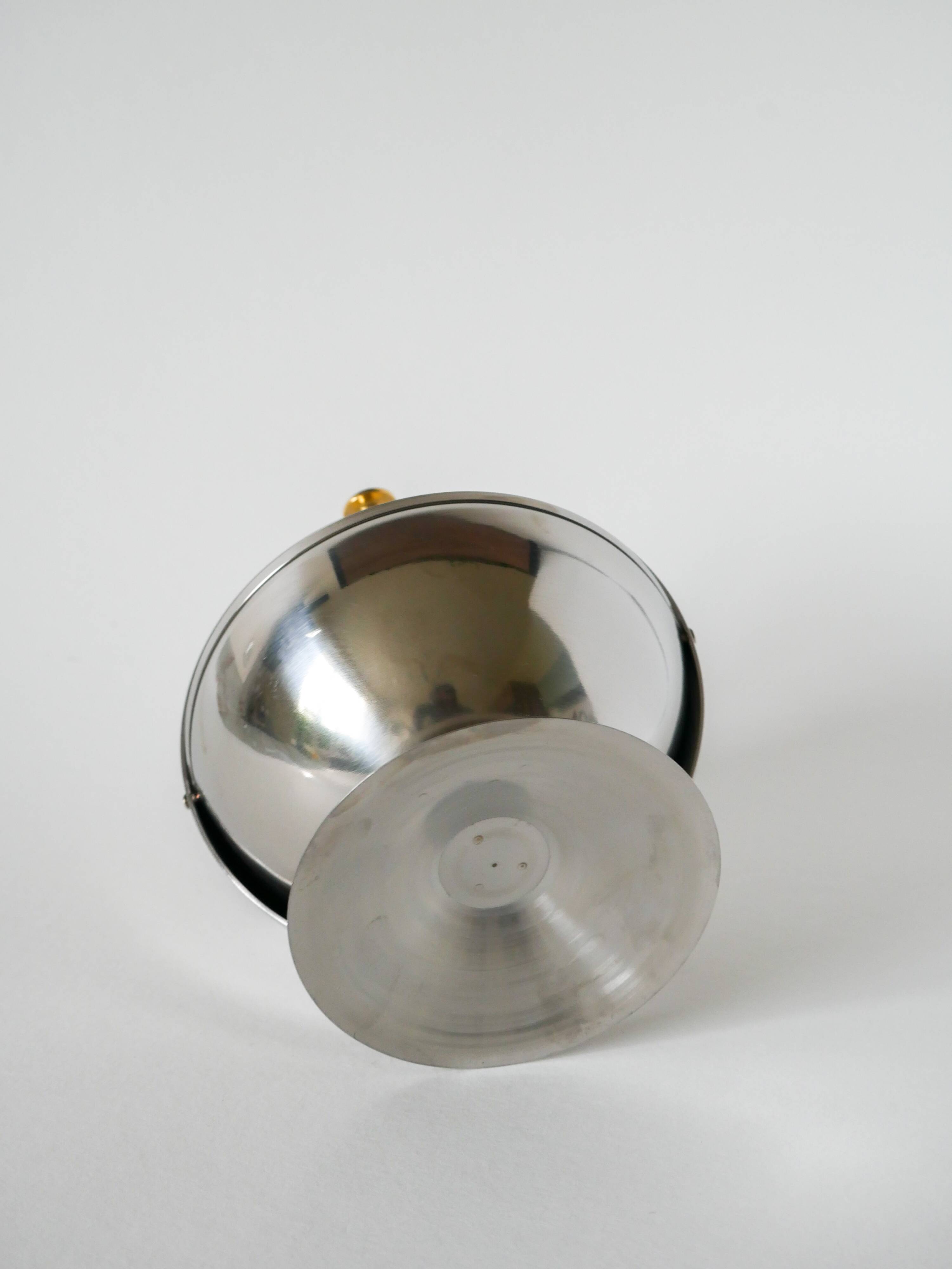 Stainless steel sugar bowl, silver & gold, Design, 1970