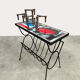 Vintage design magazine rack tile table Belarti