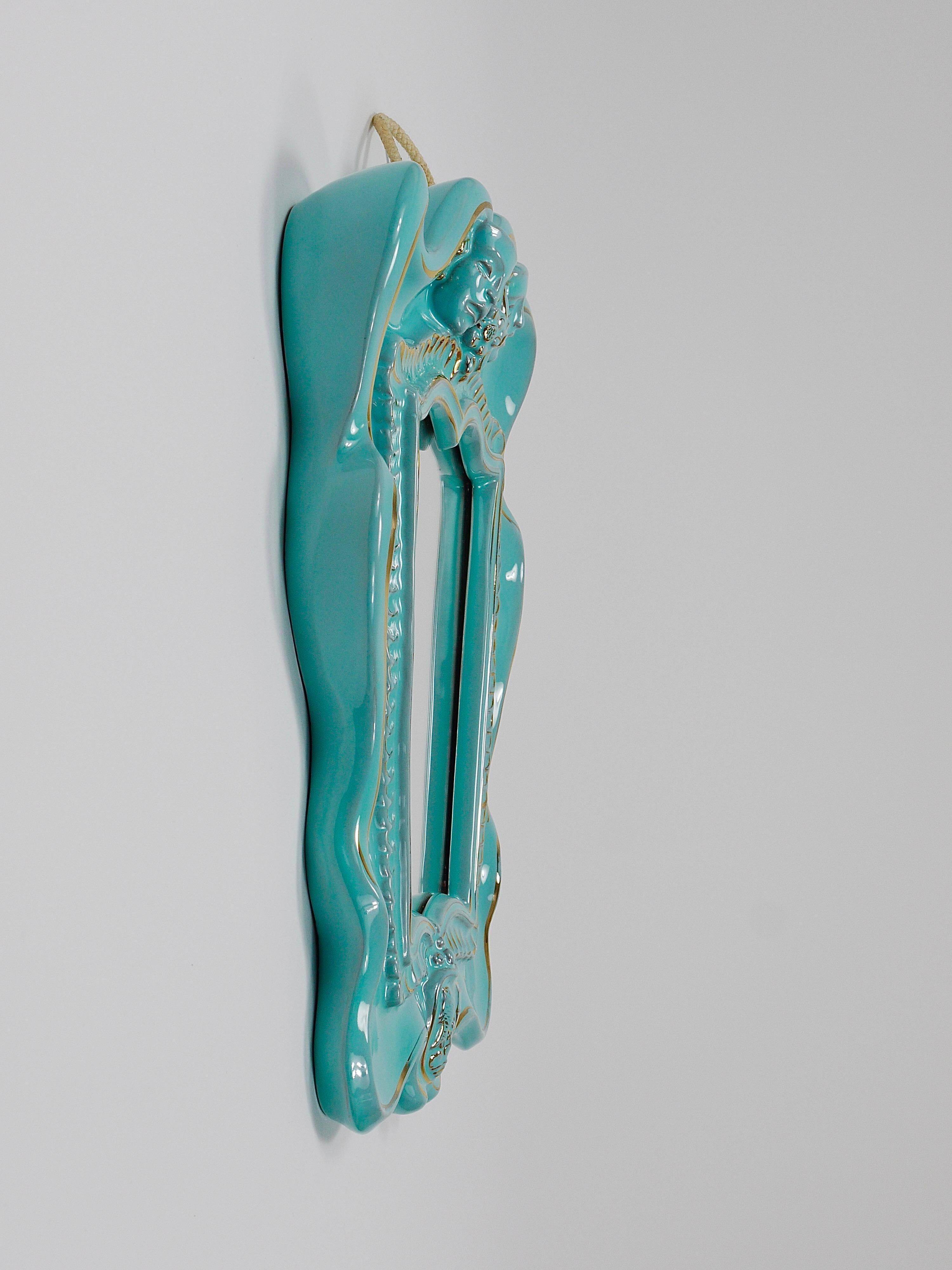 Art Deco wall mirror Theatre in terracotta by Gmundner Keramik, Austria, 1930s