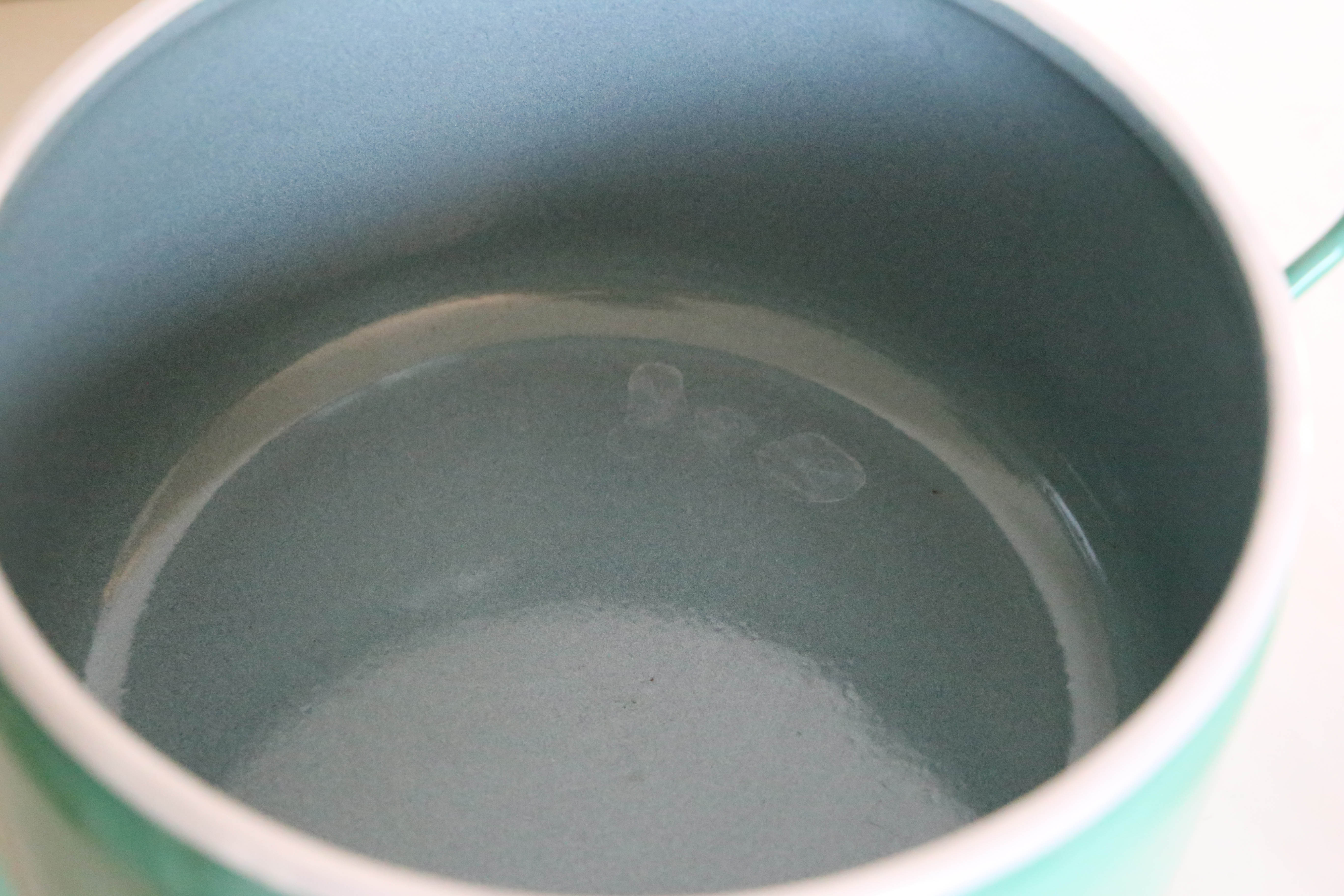 Enamelled metal fryer, pale green, vintage