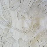 Sheet 2.40m×3.20m +2 linen thread pillowcases without monogram embroidered with a pair of doves and flowers