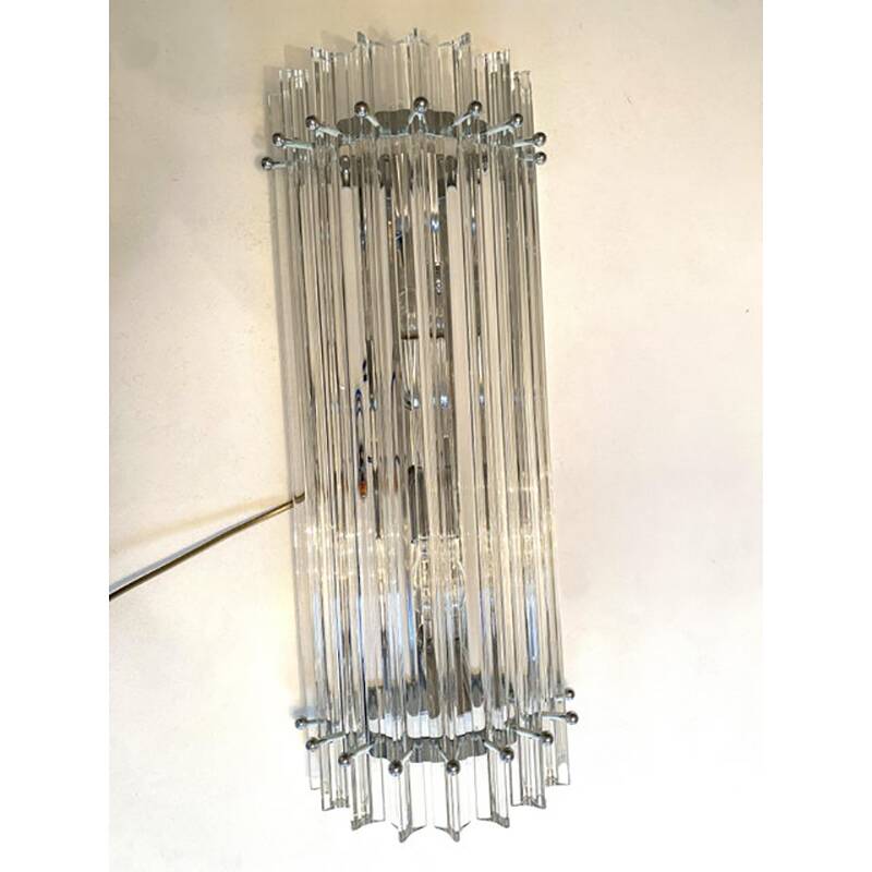 Contemporary Trasparent Triedro Murano Glass Wall Sconce