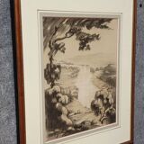 A very beautiful old drawing depicting a hilly landscape rendered in graphite.