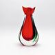 Vase sculpture murano michele onesto oball sommerso rouge vert 23.5cm