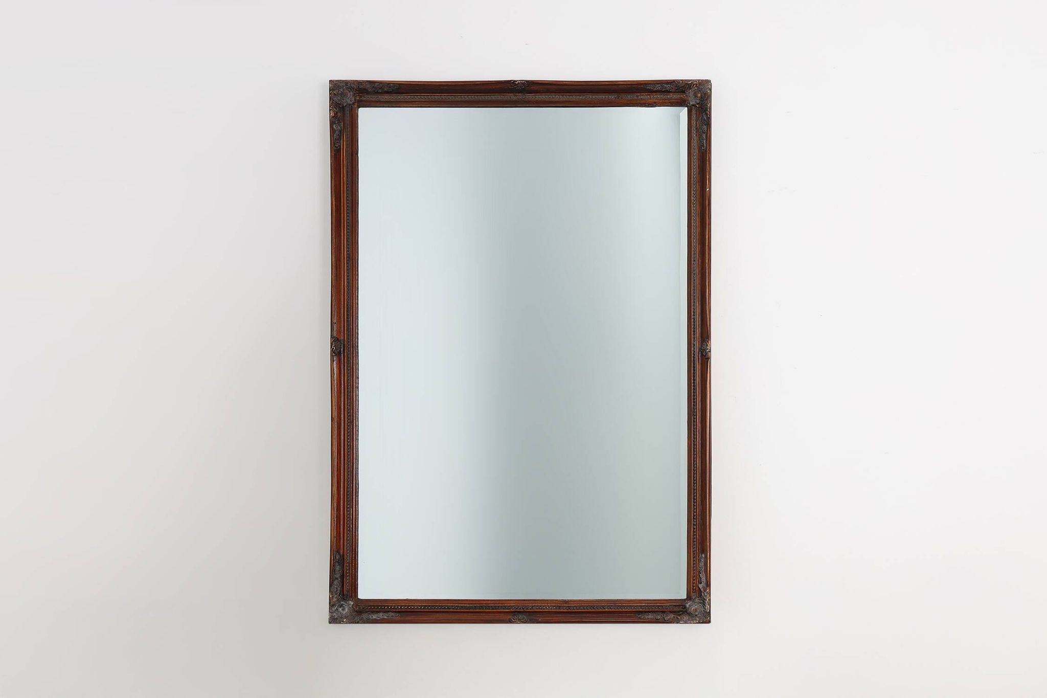 Antique French Facet-Cut Mirror in Carved Wood, circa 1850